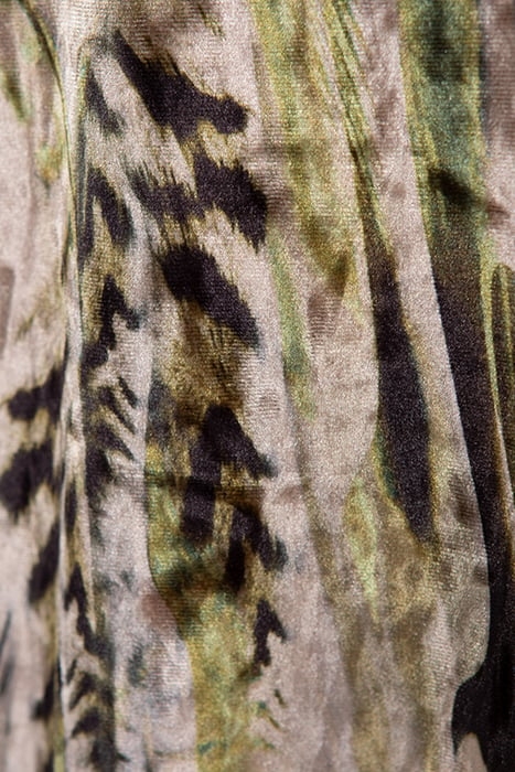 BEIGE ABSTRACT PRINT VELVET MIDI SKIRT TITANE 7