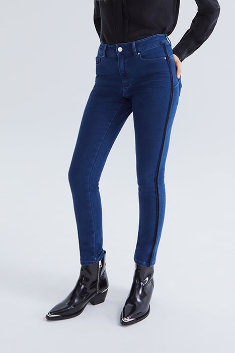 BLUE COSY FLEECE 7/8 SLIM JEANS BLUE 1