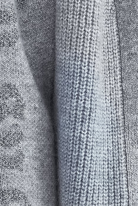 GREY KNIT BELTED CARDIGAN WITH SLOGANS ON SLEEVES GREY 6