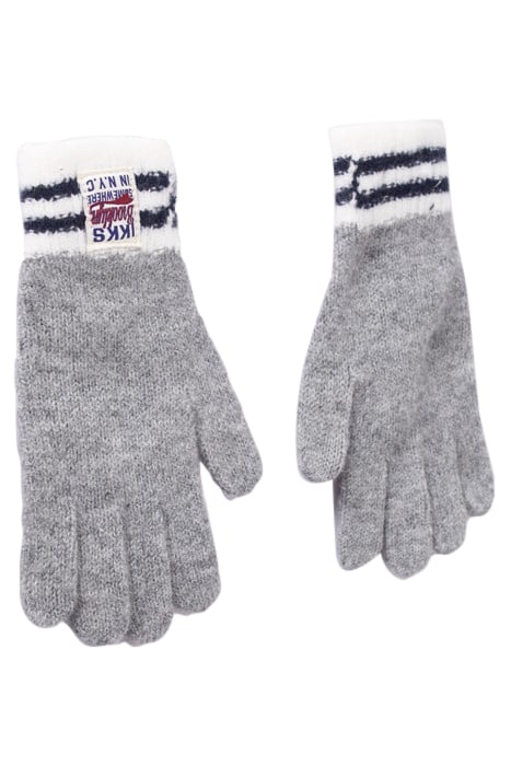 BOYS’ GREY STRIPED RIBBED KNIT GLOVES GREY 4
