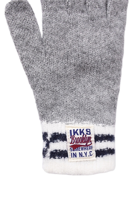 BOYS’ GREY STRIPED RIBBED KNIT GLOVES GREY 5