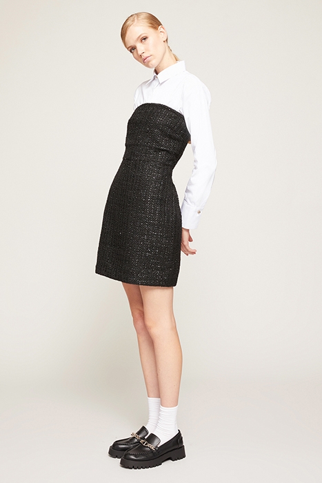 SHORT LUREX TWEED BUSTIER DRESS BLACK 4