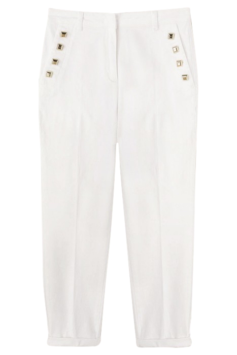 CHINO TROUSERS WITH BUTTON FEATURE WHITE 3