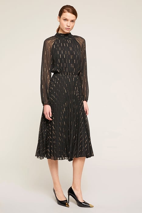 PLEATED DRESS IN FIL COUPÉ WEAVING BLACK 1