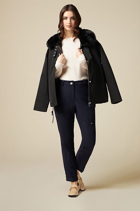 VELVET STOVEPIPE TROUSERS BLUE 1