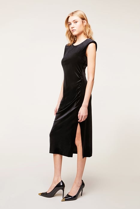 VELVET DRESS WITH DRAPING BLACK 1
