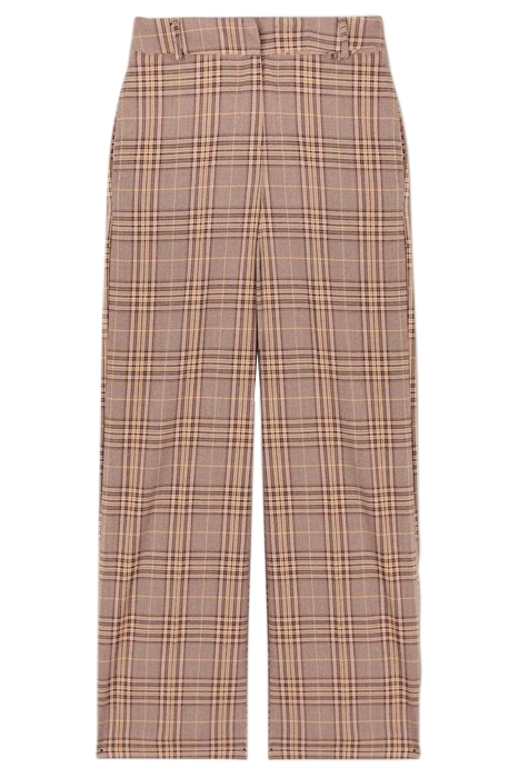 WIDE-LEG CHEQUERED PATTERN TROUSERS YELLOW 3