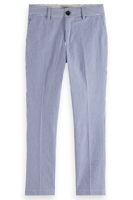 REGULAR-SLIM-FIT- SEERSUCKER CHINO PANTS BLUE STRIPE 1