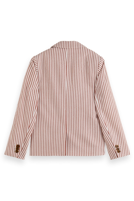 SINGLE BREASTED YARN-DYED STRIPE SEERSUCKER BLAZER TERRACOTT 2