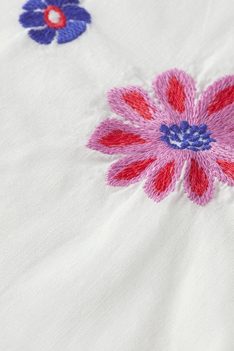 FLOWER EMBROIDERED KAFTAN DRESS OFF WHITE 3