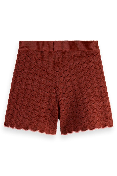 POINTELLE KNITTED SHORT TERRACOTTA 2