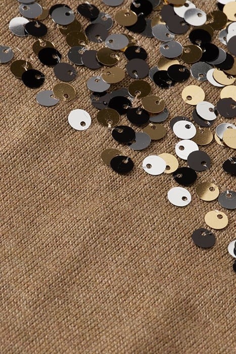 EMBELLISHED SHOULDER V NECK PULLOVER LIGHT ARMY MELANGE 3