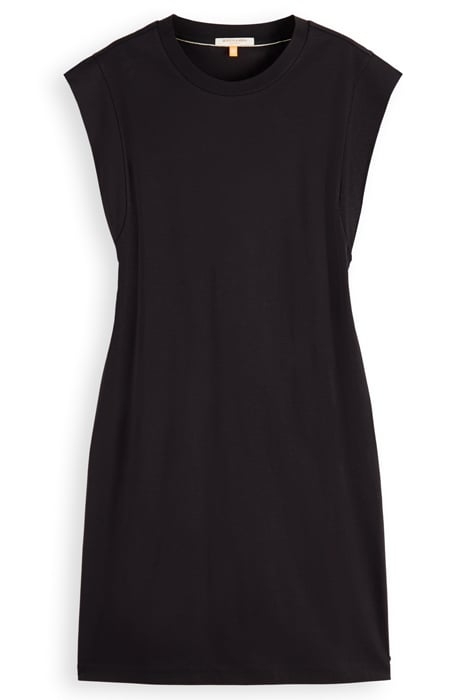 TIE WAIST MINI JERSEY DRESS EVENING BLACK 1