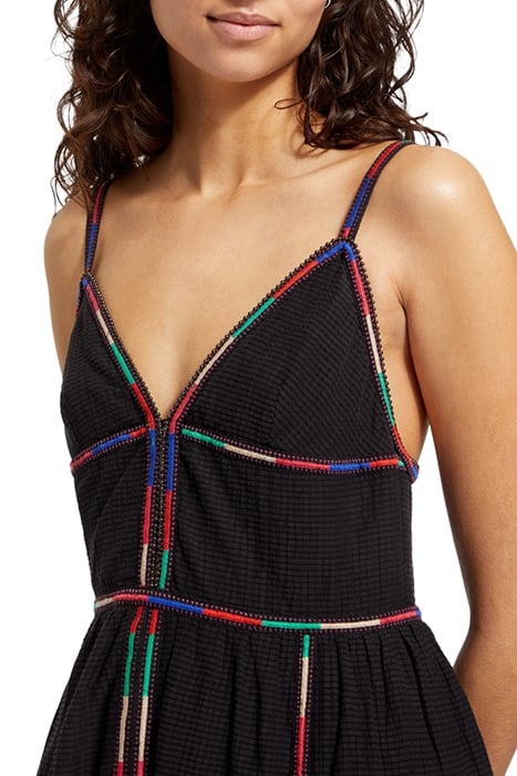 MULTICOLOR EMBROIDERY MAXI DRESS EVENING BLACK 5