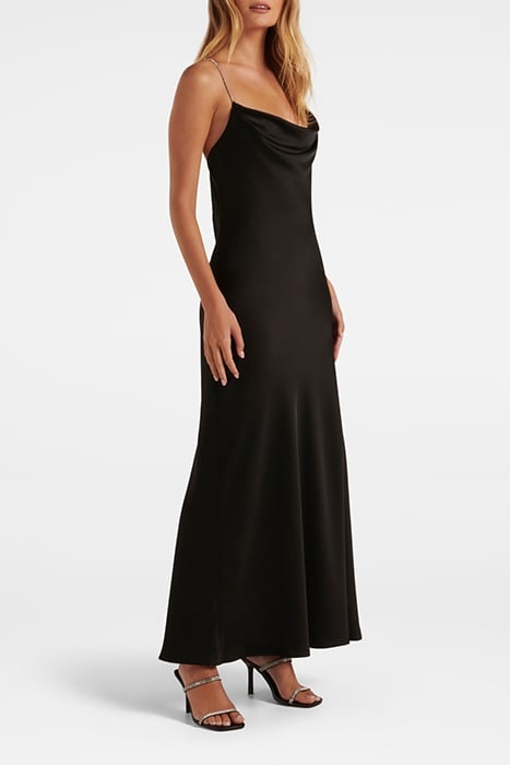 HANNAH DIAMANTE STRAP SATIN DRESS BLACK 4