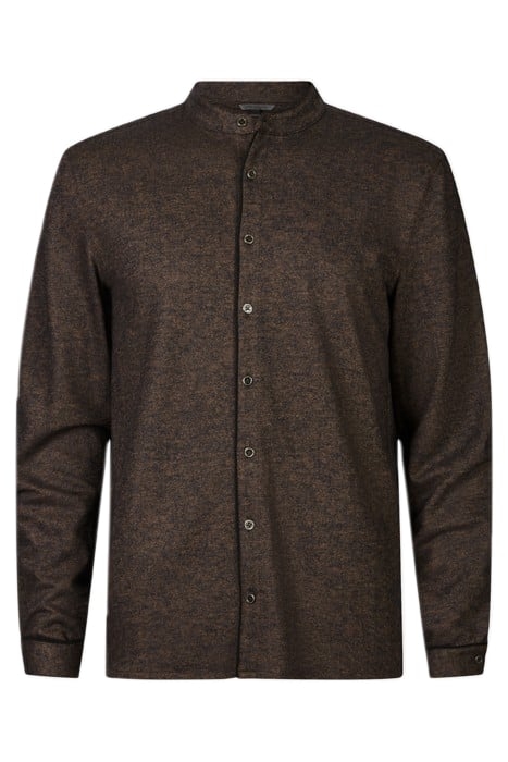 FULTON REGULAR FIT LS BAND SHIRT IN MELA WOOD BROWN 1