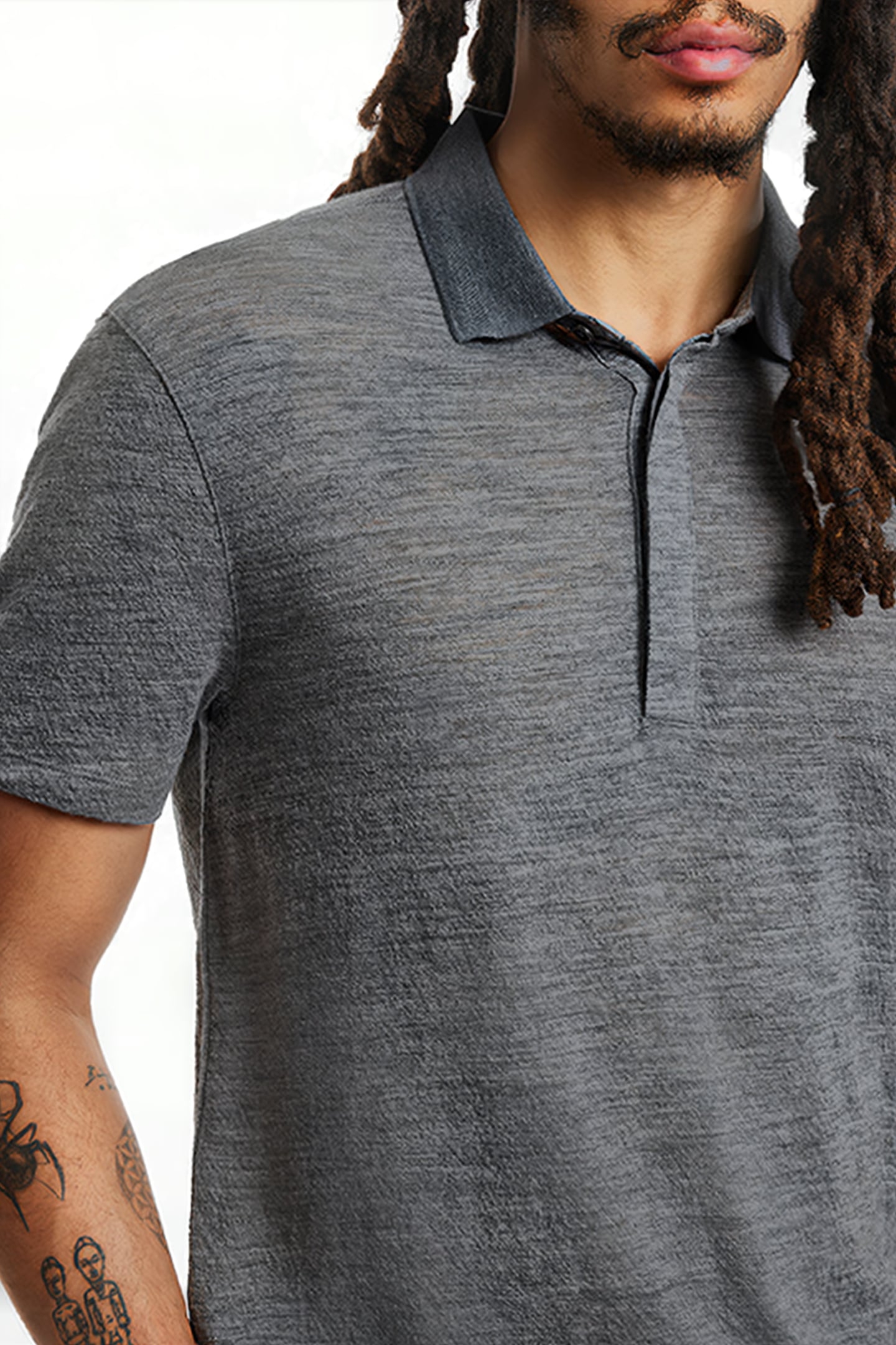 IRWIN REGULAR FIT SS POLO WITH TEXTURE SEAL GREY 3
