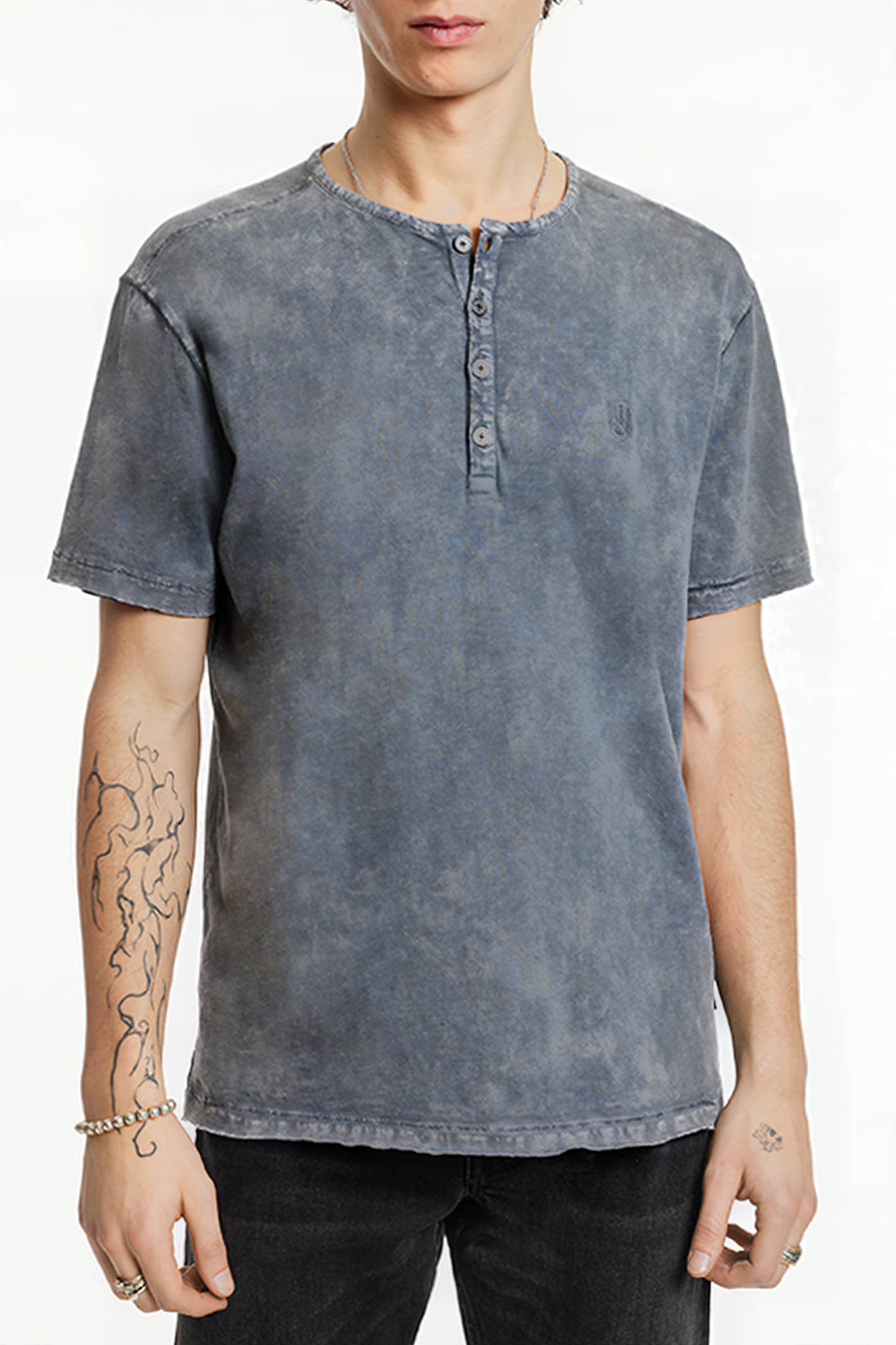ETHAN SS CTN HENLEY W PSEIN CHROMA WASH SEAL GREY 1