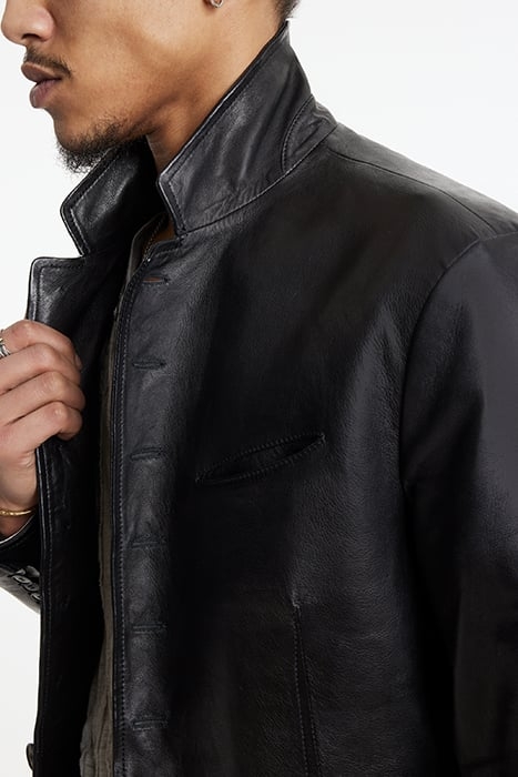 MULTI BUTTON CLOSURE NOTCH LAPEL JACKET BLACK 3