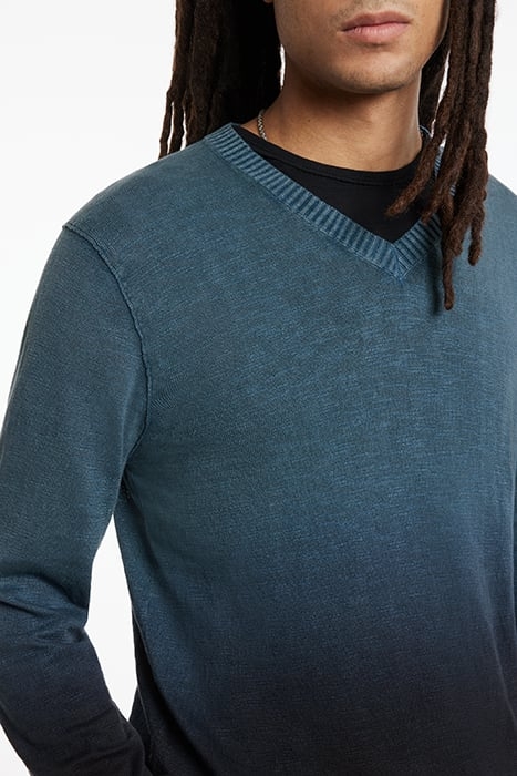 KANE LS SLUB COTTON VEE WITH DIP DYE MARINE 3