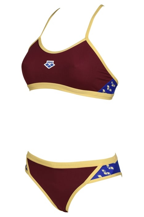 WOMEN'S ARENA ICONS BIKINI CROSS BACK SO BURGUNDY-NEON BLUE- 6