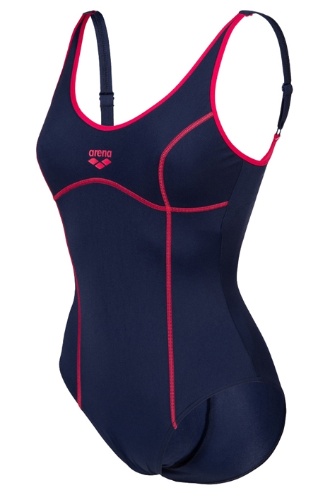 WOMEN'S ARENA TANIA CLIP BACK SWIMSUIT O NAVY-FREAK ROSE 6