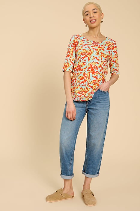 WEAVER JERSEY TOP ORANGE PRINTED 1