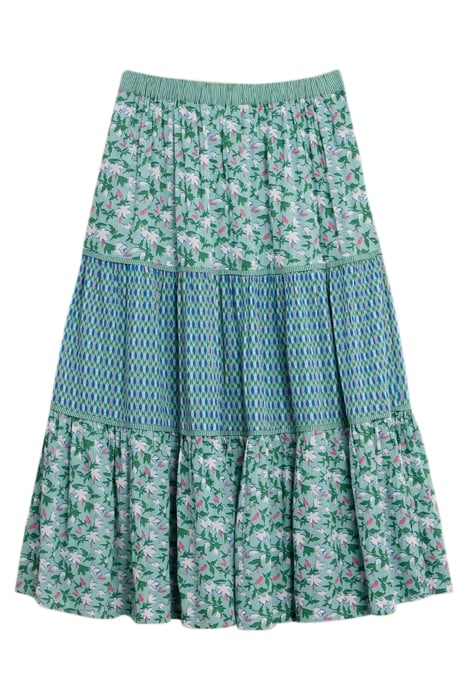 MABEL MIXED PRINTED SKIRT TEAL PRINTED 2
