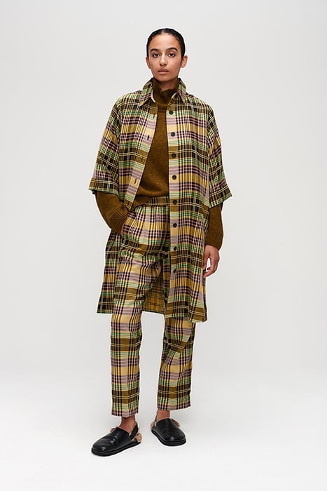 SYDNEY PLEAT CHECKED PANTS MOSS 4