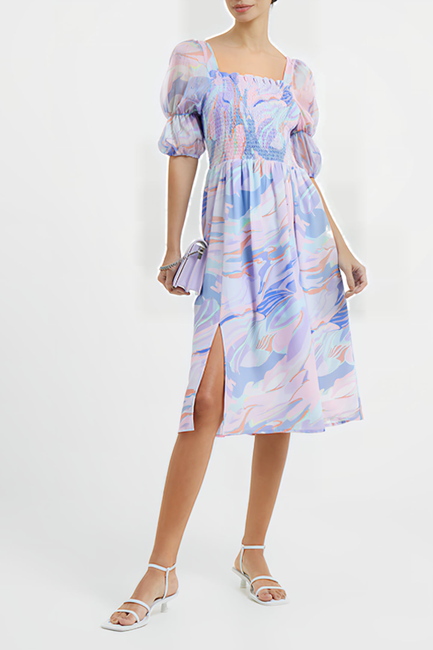 DALLA VERONA SMOCKED MIDI DRES BLUE 4