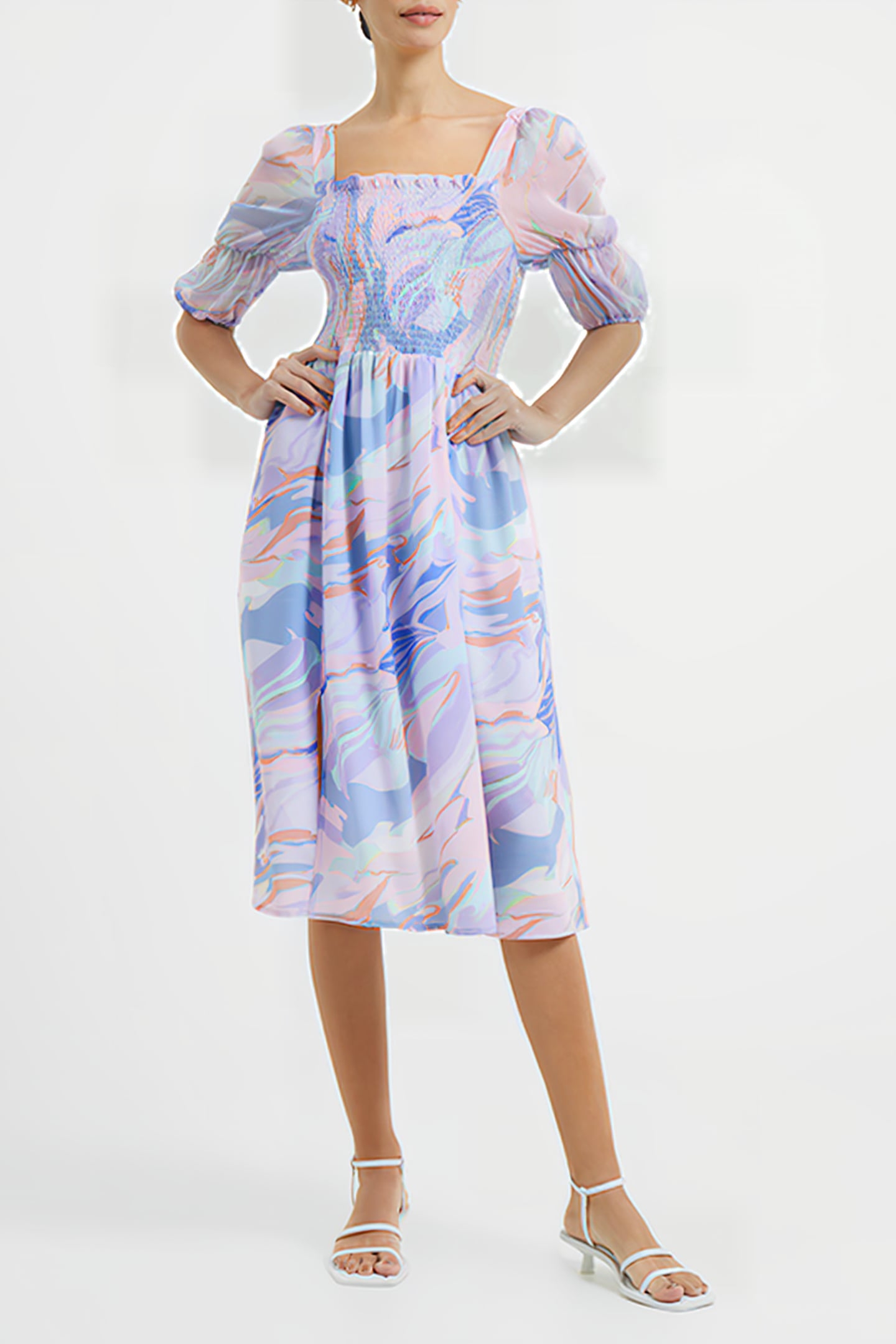 DALLA VERONA SMOCKED MIDI DRES BLUE 1