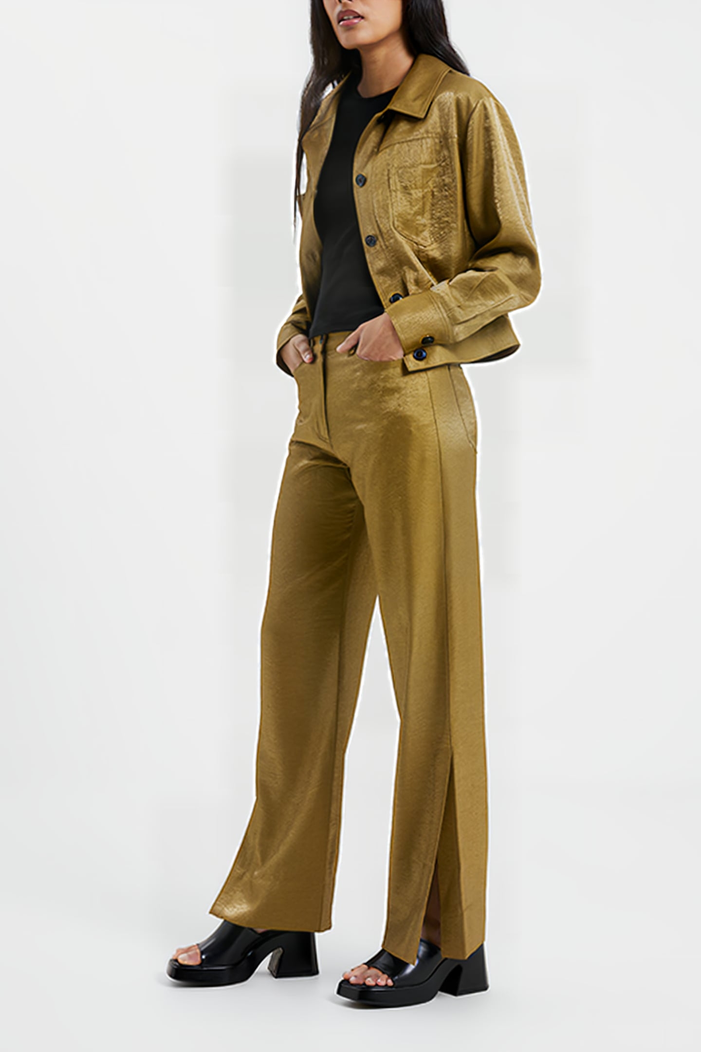 CAMMIE SHIMMER TROUSERS BROWN 6