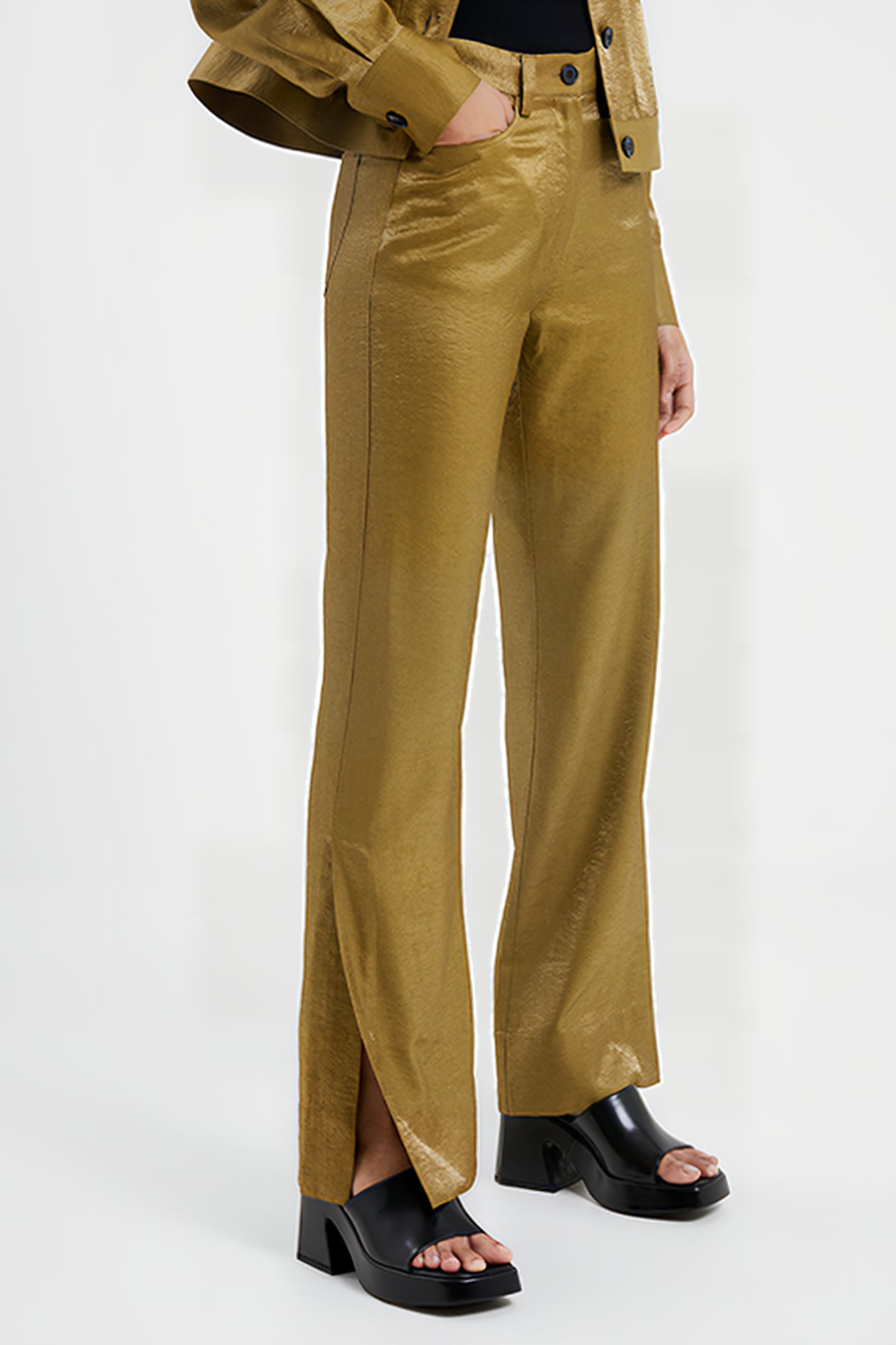 CAMMIE SHIMMER TROUSERS BROWN 1