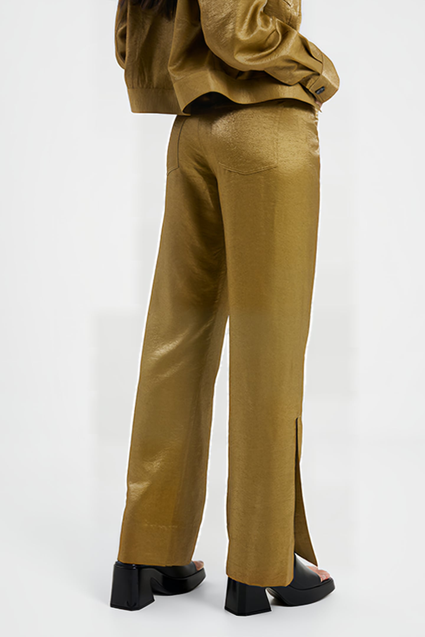 CAMMIE SHIMMER TROUSERS BROWN 2