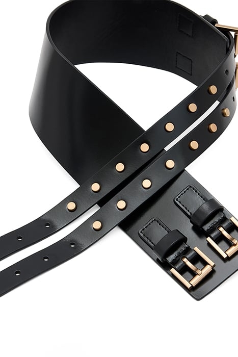 ELODIE DOUBLE BELT BLACK/WARM BRASS 5