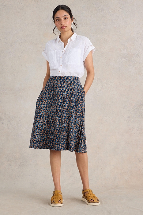 JADE JERSEY SKIRT NAVY PRINTED 1