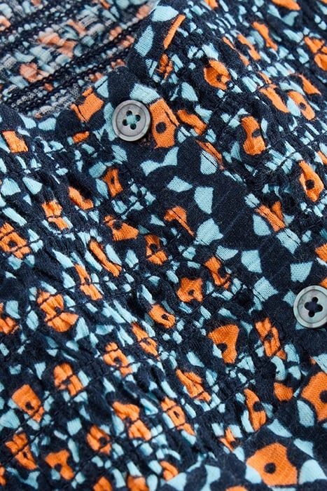 DANIELLA SHIRRED TOP NAVY PRINTED 2