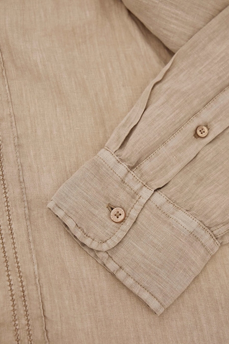 LS ISLAND LINEN EMBRO SHIRT NEUTRAL SAND MULTI 8