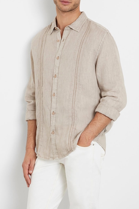 LS ISLAND LINEN EMBRO SHIRT NEUTRAL SAND MULTI 6