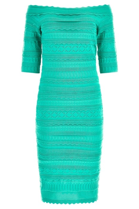 SYRIA OFF SHOULDE POMPOM MINI DRESS GREEN 3