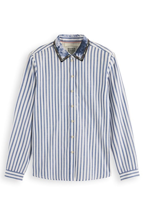 REGULAR FIT SHIRT WITH BEADED COLLAR BLUE STRIPE 4