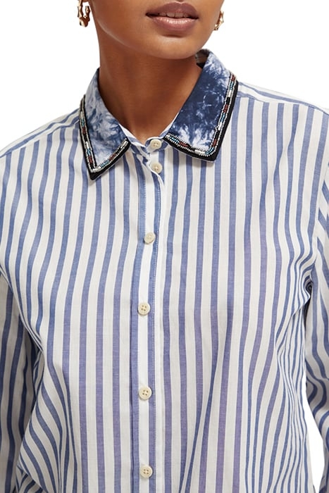 REGULAR FIT SHIRT WITH BEADED COLLAR BLUE STRIPE 6