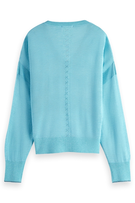 RELAXED V-NECK PULLOVER TOPAZ MELANGE 5