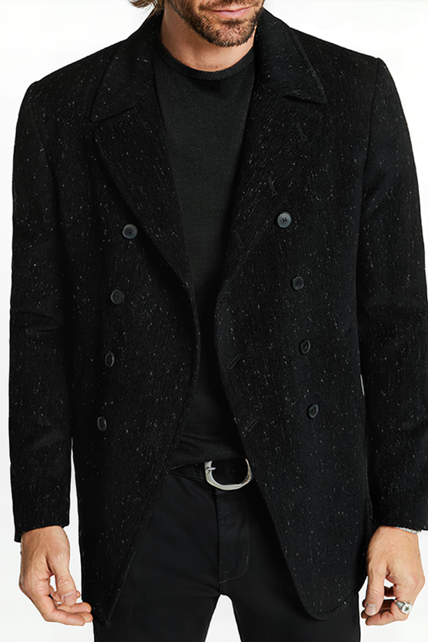 DB PEACOAT WITH CUTAWAY BLACK 1