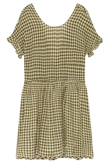 ROUND COLLAR SHORTSLEEVES DRESS VICHY KAKI 4