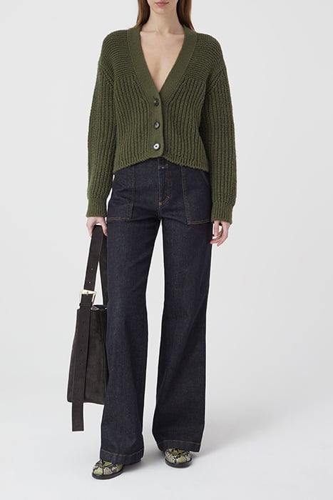 V CARDIGAN LONG SLEEVE KNITS INDUSTRIAL GREEN 3