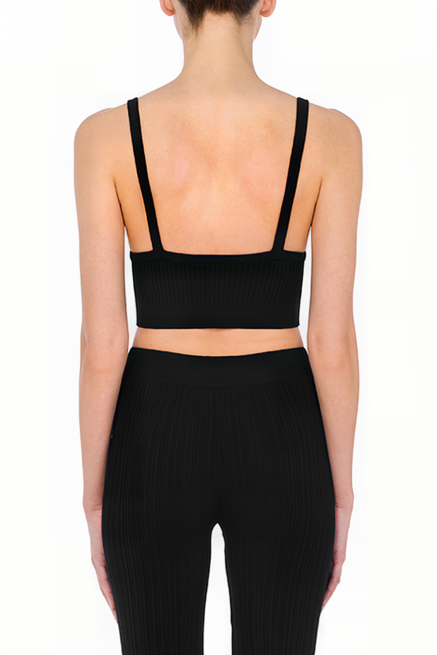 BIKER BUCKLES STRETCH KNIT CROP TOP BLACK 2