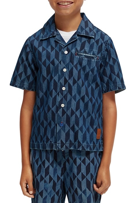 BOYS LIGHTWEIGHT DENIM ALL-OVER PRINTED SHORT-SLEEVED SHIRT 1