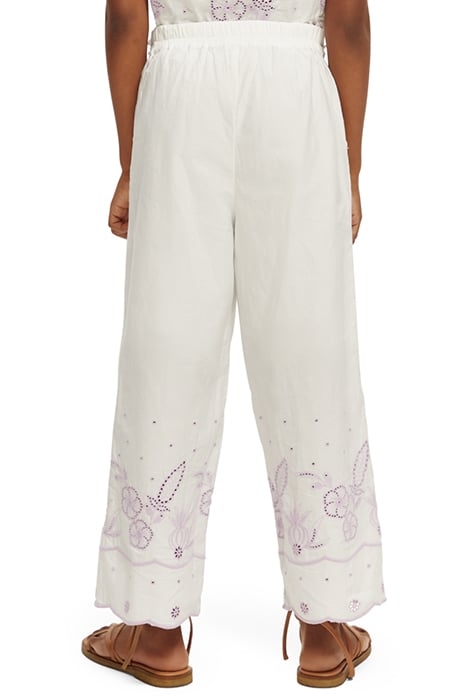 GIRLS BRODERIE ANGLAISE CROPPED PANTS OFF WHITE 2