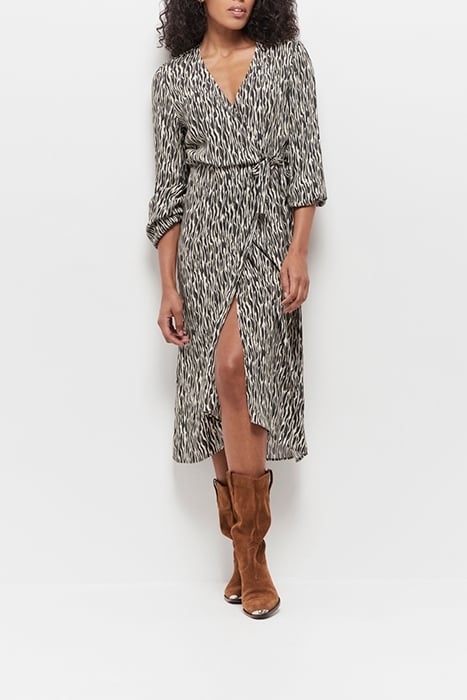 REACHY - BEIGE LENZING™ ECOVERO™ MAXI DRESS WITH ABSTRACT ZE 4